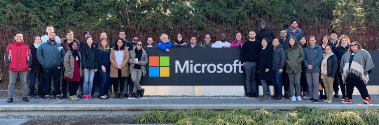 Vinicio Sanchez's picture with a Microsoft's LEAP Cohort